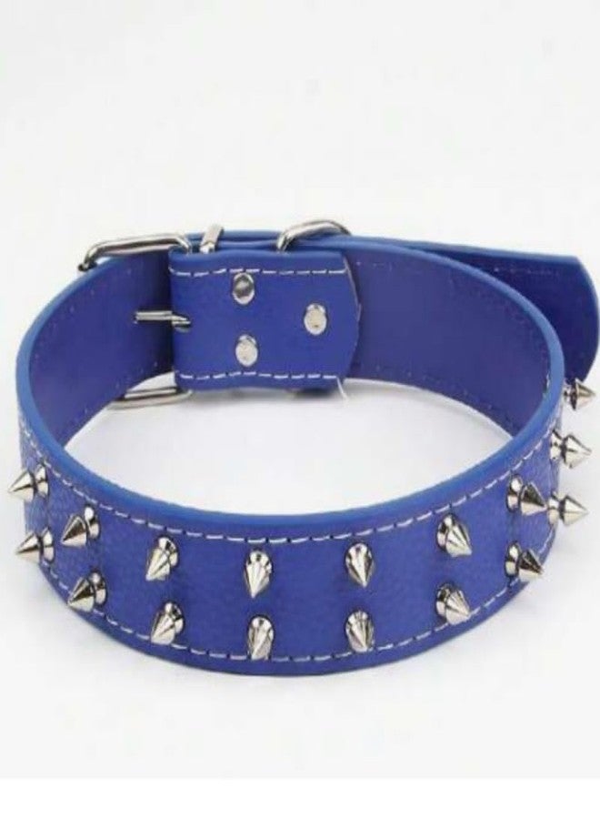 KittuPet طوق KittuPet من الجلد المرصع بالمسامير، طوق مرصع بمسامير حادة من الفولاذ المقاوم للصدأ مع حلقة على شكل حرف D | طوق رقبة مرصع بثلاثة خطوط بعرض 1/5 بوصة للكلاب الكبيرة (عبوة من مقاس كبير، قطعة واحدة) - Image 5